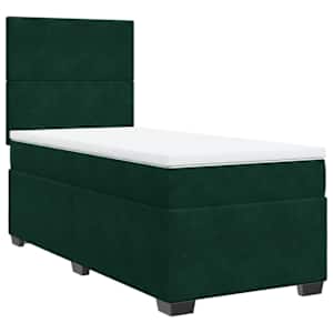 Box spring postel s matrací tmavě zelená 100x200 cm samet - obrázek 6