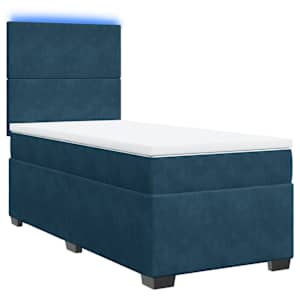 Box spring postel s matrací modrá 100 x 200 cm samet - obrázek 3