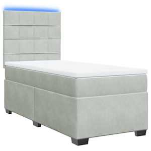 Box spring postel s matrací světle šedá 100x200 cm samet - obrázek 3