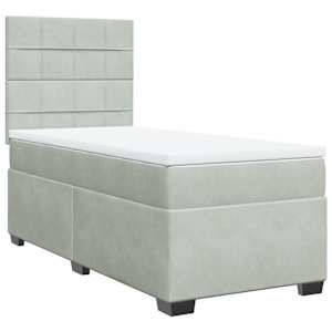 Box spring postel s matrací světle šedá 100x200 cm samet - obrázek 6