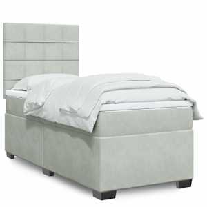 Box spring postel s matrací světle šedá 100x200 cm samet - obrázek 1