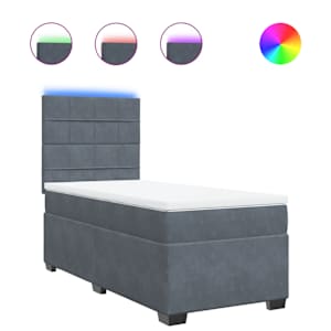Box spring postel s matrací tmavě šedá 100x200 cm samet - obrázek 2