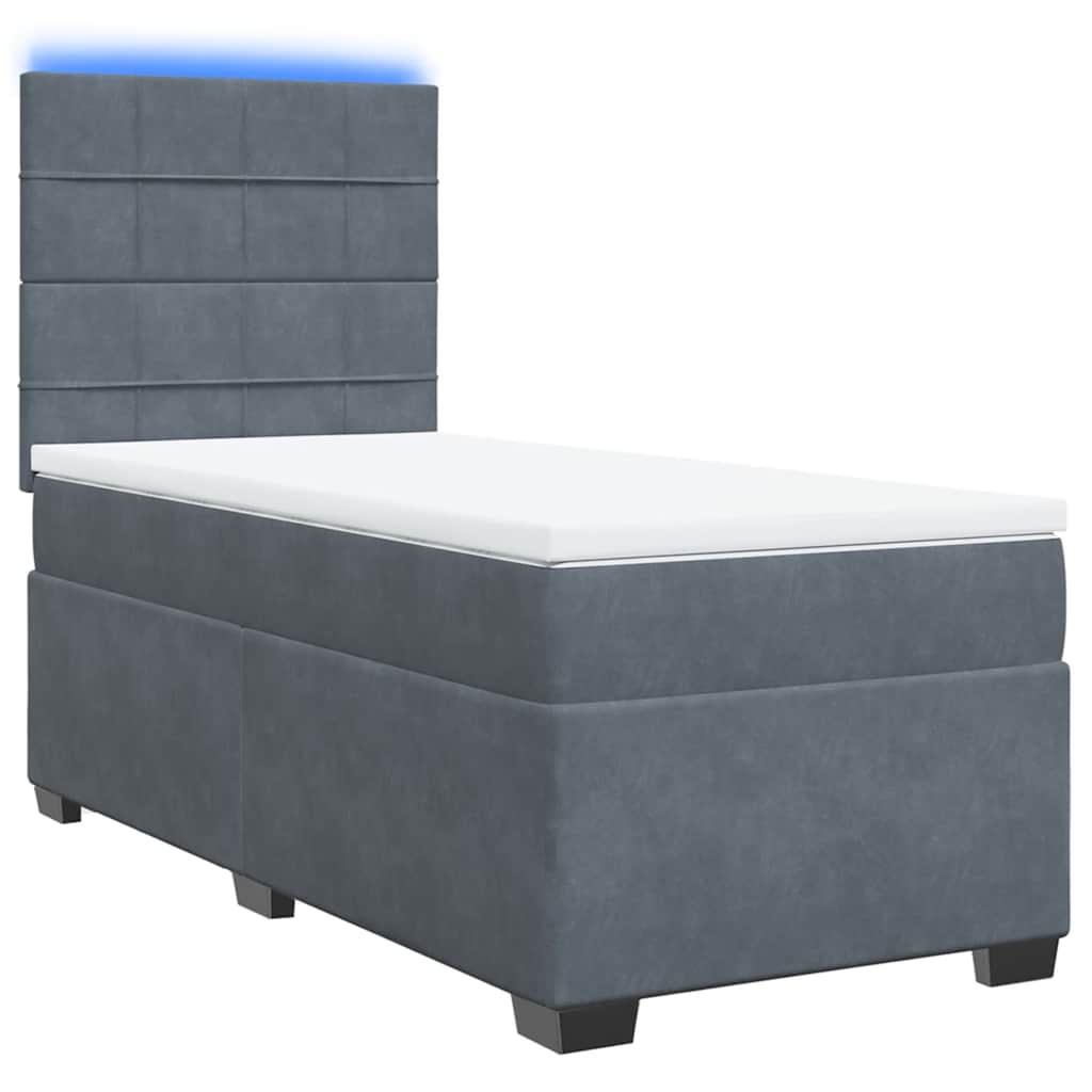 vidaXL Boxspring met matras fluweel donkergrijs 100x200 cm afbeelding