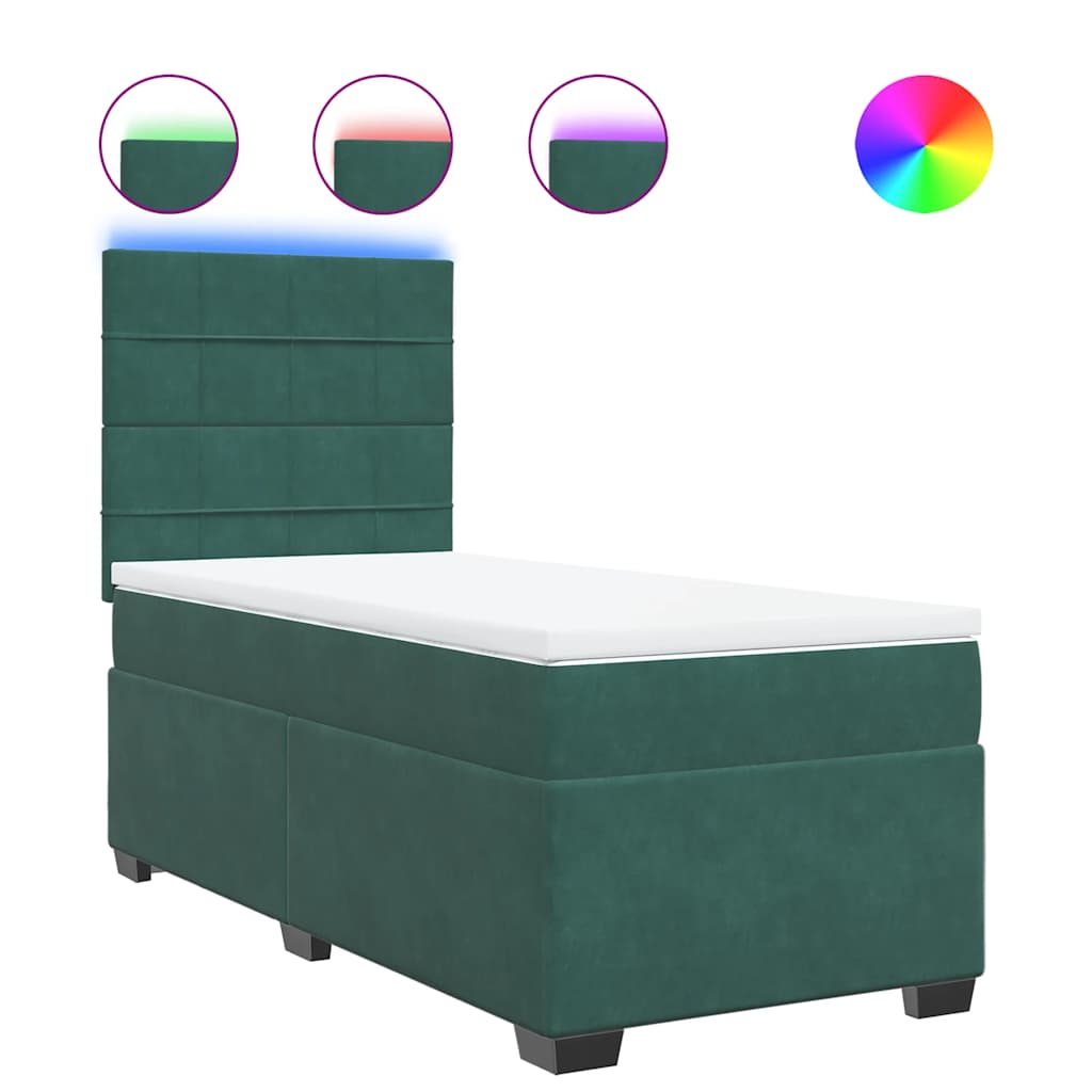 vidaXL Box spring postel s matrací tmavě zelená 100x200 cm samet