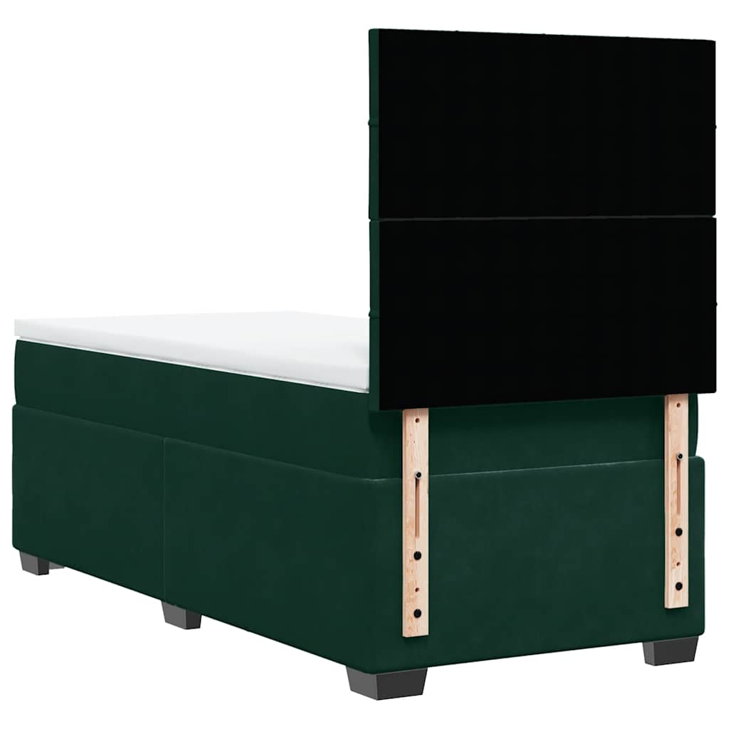 Box spring postel s matrací tmavě zelená 100x200 cm samet - obrázek 13