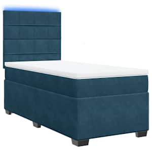 Box spring postel s matrací modrá 100 x 200 cm samet - obrázek 3