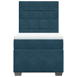 Box spring postel s matrací modrá 100 x 200 cm samet - obrázek 7