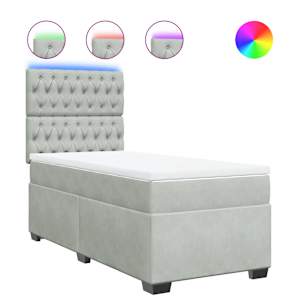 Box spring postel s matrací světle šedá 100x200 cm samet - obrázek 2
