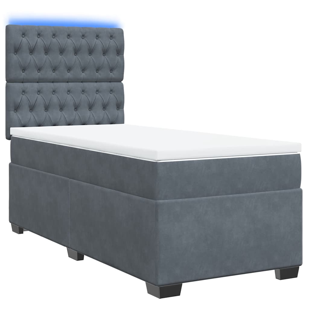 vidaXL Boxspring met matras fluweel donkergrijs 100x200 cm afbeelding