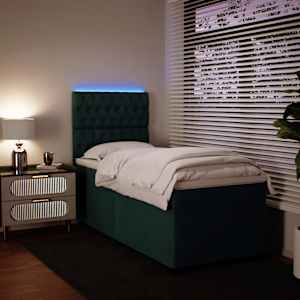 Box spring postel s matrací tmavě zelená 100x200 cm samet - obrázek 5