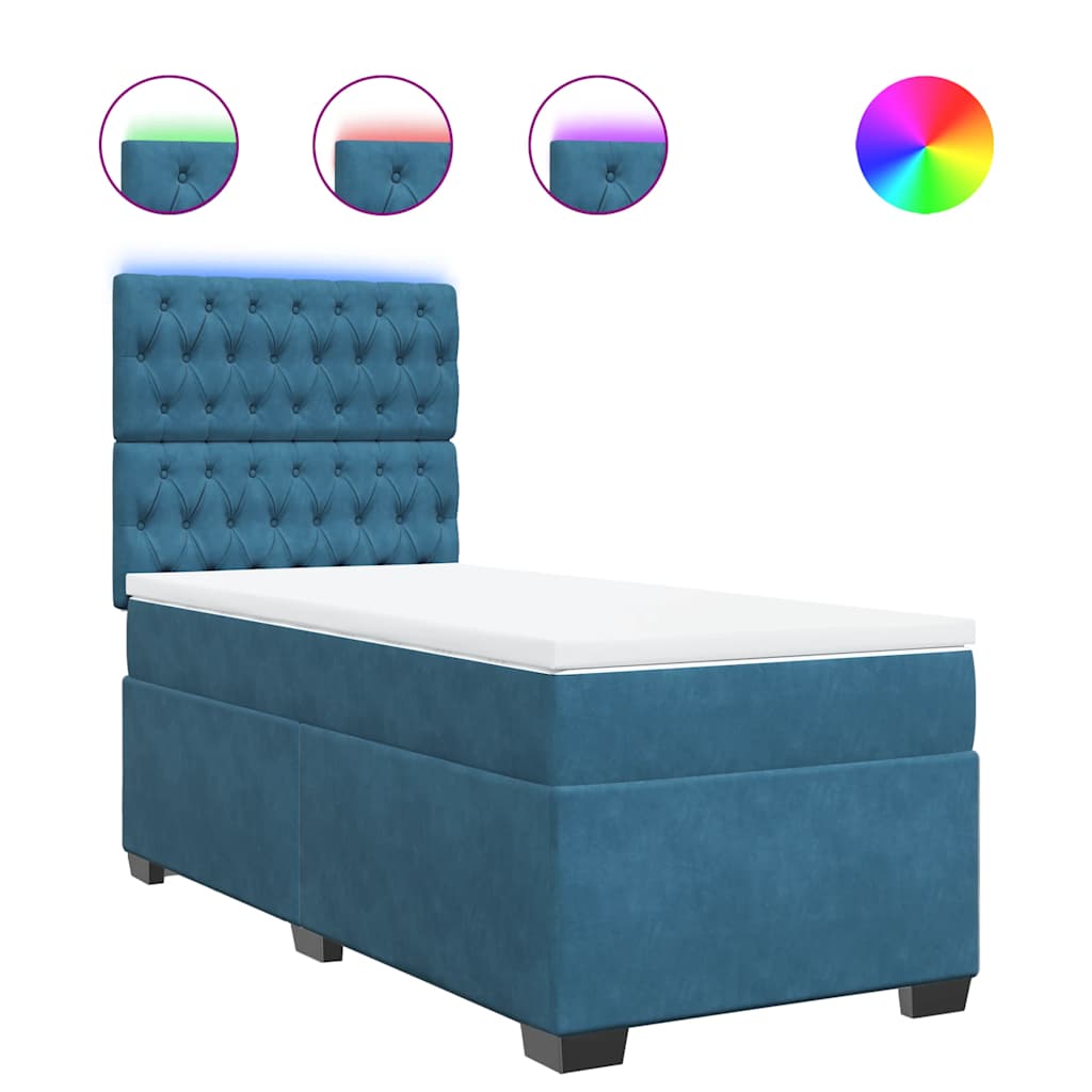 Thumbnail - vidaXL Boxspringbett mit Matratze Blau 100x200 cm Samt
