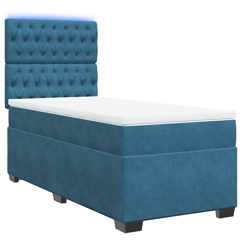 Thumbnail - vidaXL Boxspringbett mit Matratze Blau 100x200 cm Samt