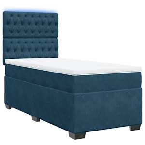 Box spring postel s matrací modrá 100 x 200 cm samet - obrázek 3