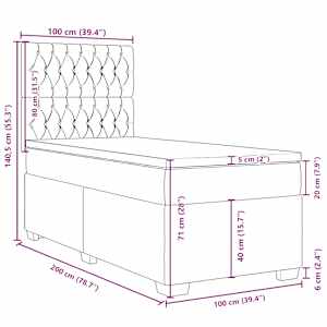 Box spring postel s matrací modrá 100 x 200 cm samet - obrázek 19