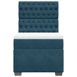Box spring postel s matrací modrá 100 x 200 cm samet - obrázek 7