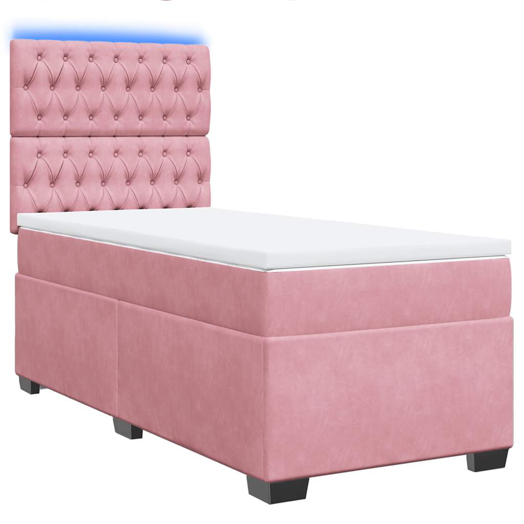 vidaXL Boxspring met matras fluweel roze 100x200 cm afbeelding