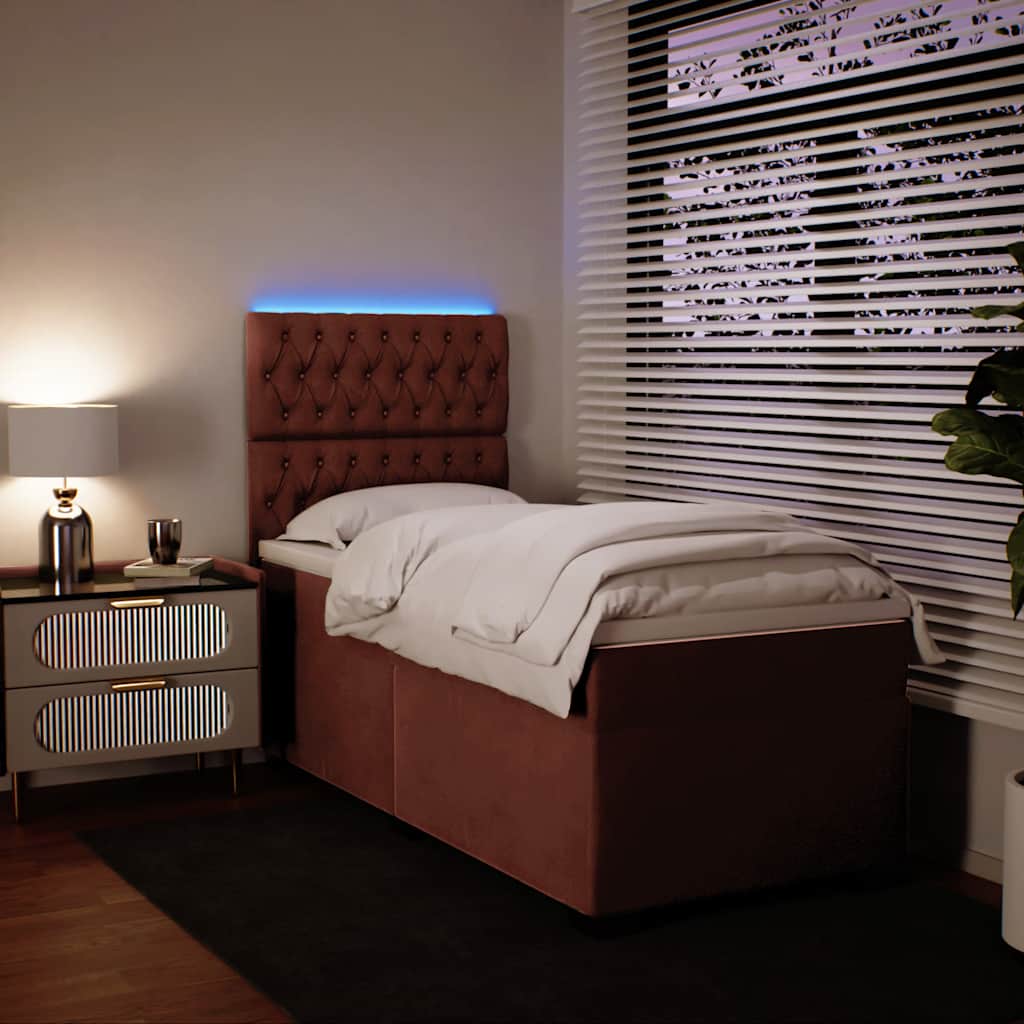 vidaXL Boxspring met matras fluweel roze 100x200 cm, foto 4