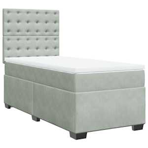 Box spring postel s matrací světle šedá 100x200 cm samet - obrázek 6