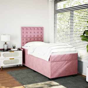 Box spring postel s matrací růžová 100x200 cm samet - obrázek 4