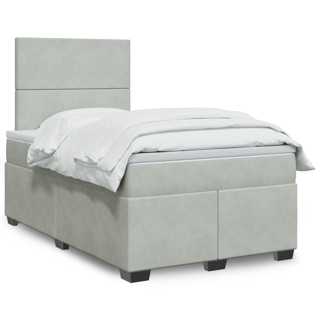 Boxspringbett mit Matratze Hellgrau 120×190 cm Samt