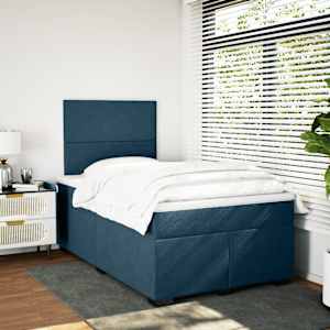 Box spring postel s matrací modrá 120 x 190 cm samet - obrázek 4