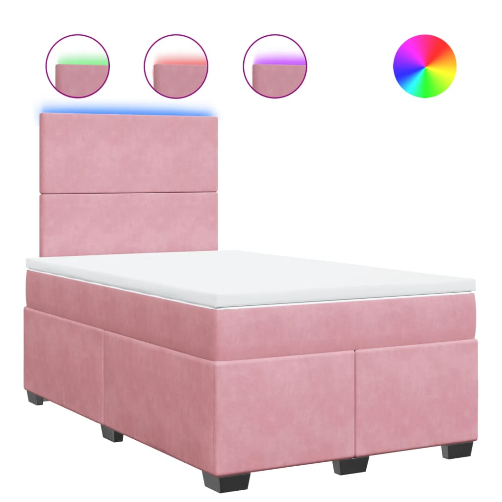 Thumbnail - vidaXL Boxspringbett mit Matratze Rosa 120x190 cm Samt