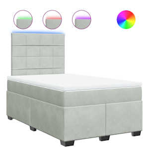 Box spring postel s matrací světle šedá 120x190 cm samet - obrázek 2