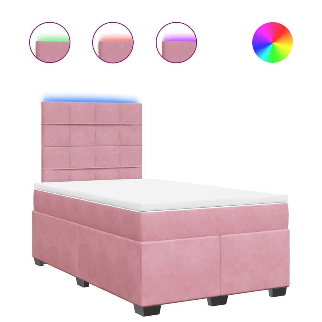 vidaXL Box spring postel s matrací růžová 120x190 cm samet