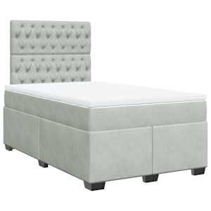 Box spring postel s matrací světle šedá 120x190 cm samet - obrázek 3
