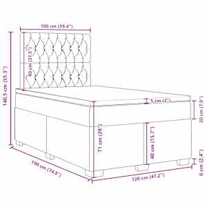 Box spring postel s matrací světle šedá 120x190 cm samet - obrázek 18
