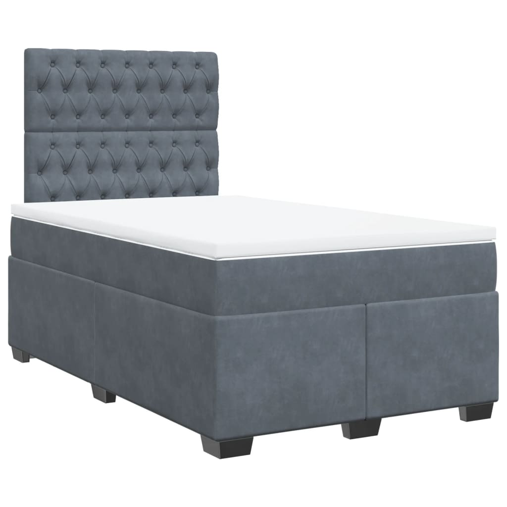 vidaXL Boxspring met matras fluweel donkergrijs 120x190 cm afbeelding