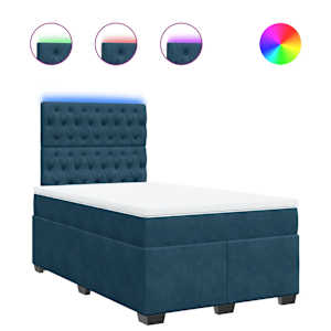 Box spring postel s matrací modrá 120 x 190 cm samet - obrázek 2