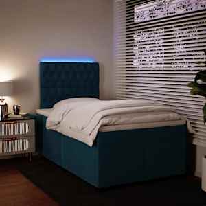 Box spring postel s matrací modrá 120 x 190 cm samet - obrázek 5