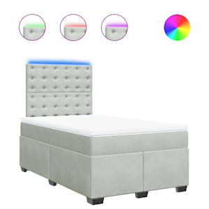 Box spring postel s matrací světle šedá 120x190 cm samet - obrázek 2