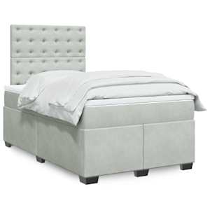 Box spring postel s matrací světle šedá 120x190 cm samet - obrázek 1
