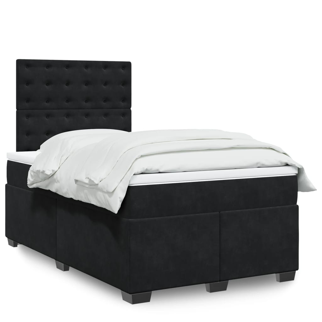 Boxspringbett mit Matratze Schwarz 120×190 cm Samt