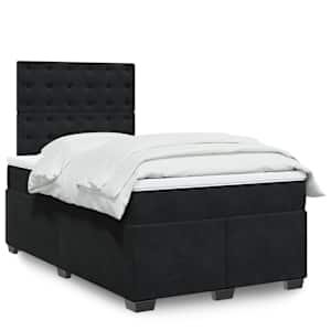 Box spring postel s matrací černá 120 x 190 cm samet - obrázek 1