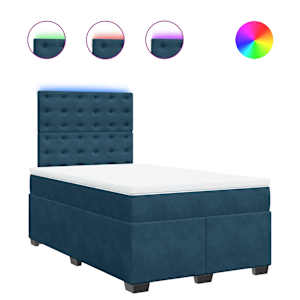 Box spring postel s matrací modrá 120 x 190 cm samet - obrázek 2