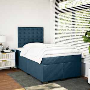 Box spring postel s matrací modrá 120 x 190 cm samet - obrázek 4