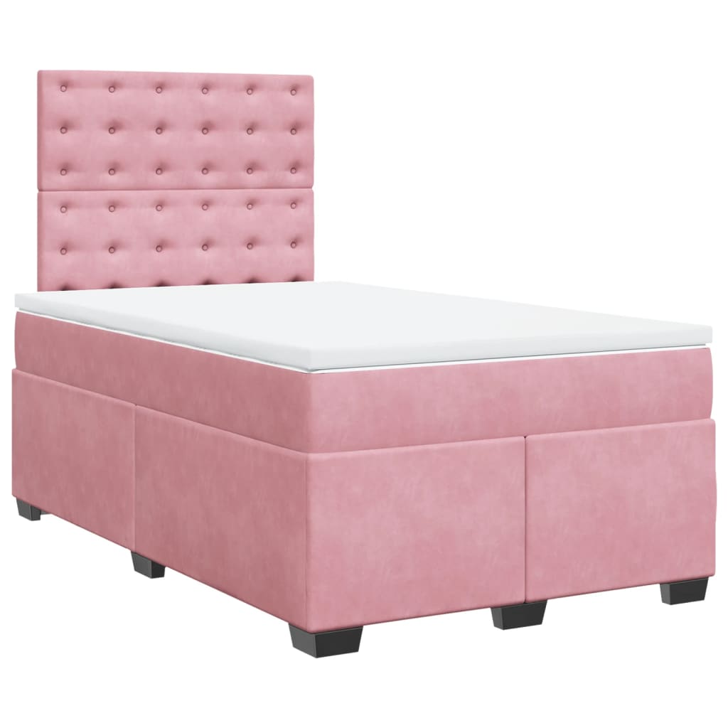 vidaXL Boxspring met matras fluweel roze 120x190 cm afbeelding