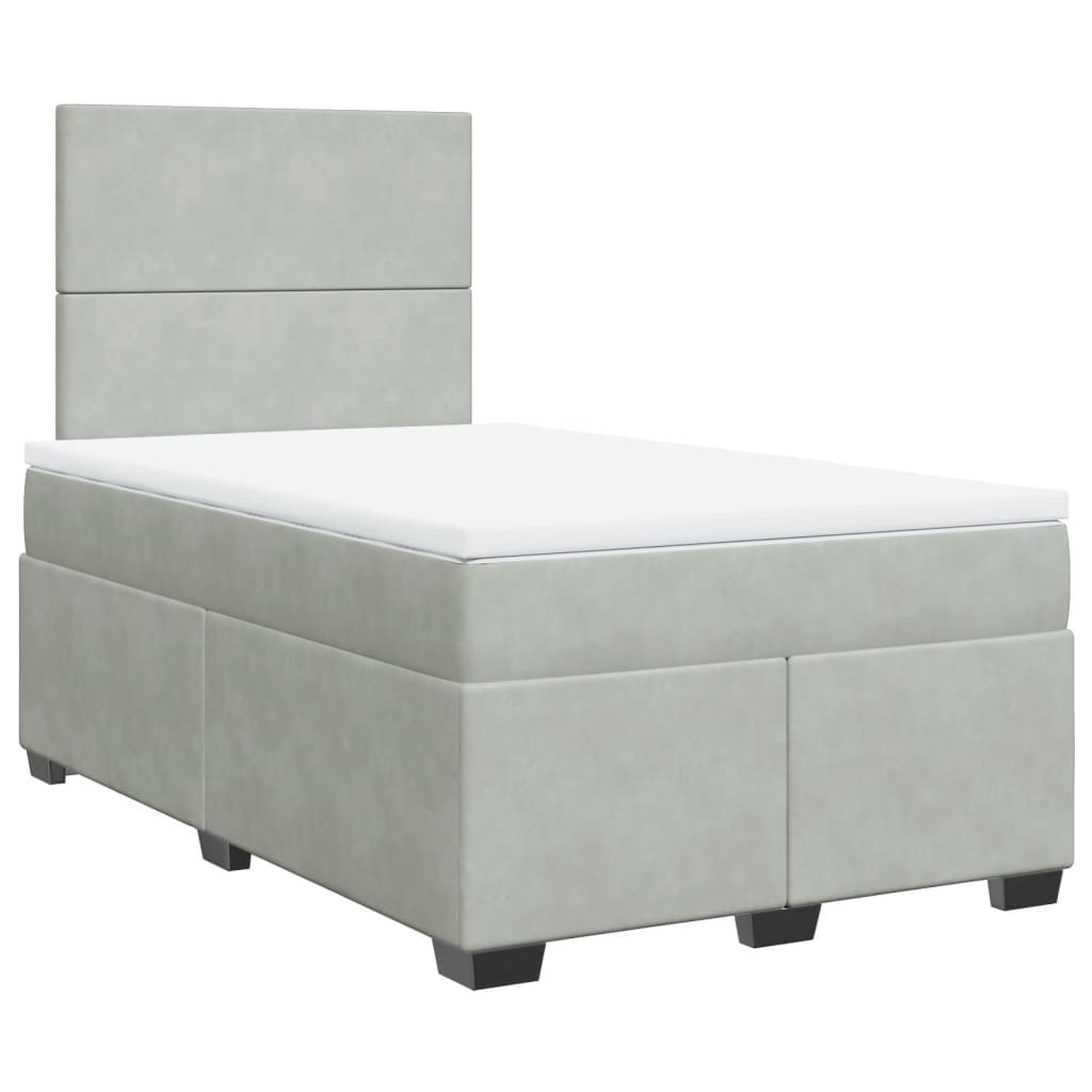 vidaXL Boxspring met matras fluweel lichtgrijs 120x200 cm afbeelding