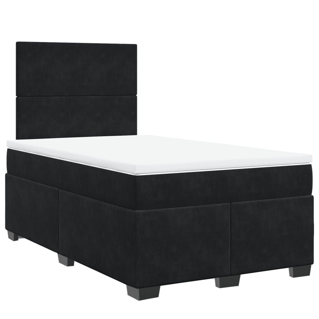 vidaXL Boxspring met matras fluweel zwart 120x200 cm afbeelding