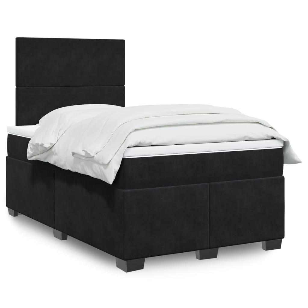 vidaXL Cama boxspring com colchão 120x200 cm veludo preto