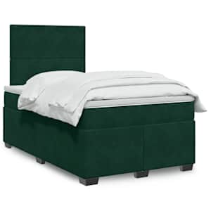 Box spring postel s matrací tmavě zelená 120 x 200 cm samet - obrázek 1