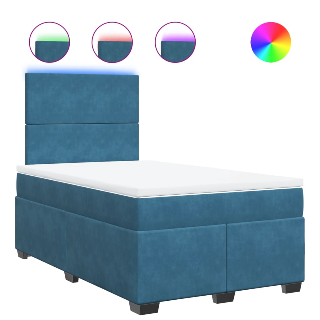 Thumbnail - vidaXL Boxspringbett mit Matratze Blau 120x200 cm Samt