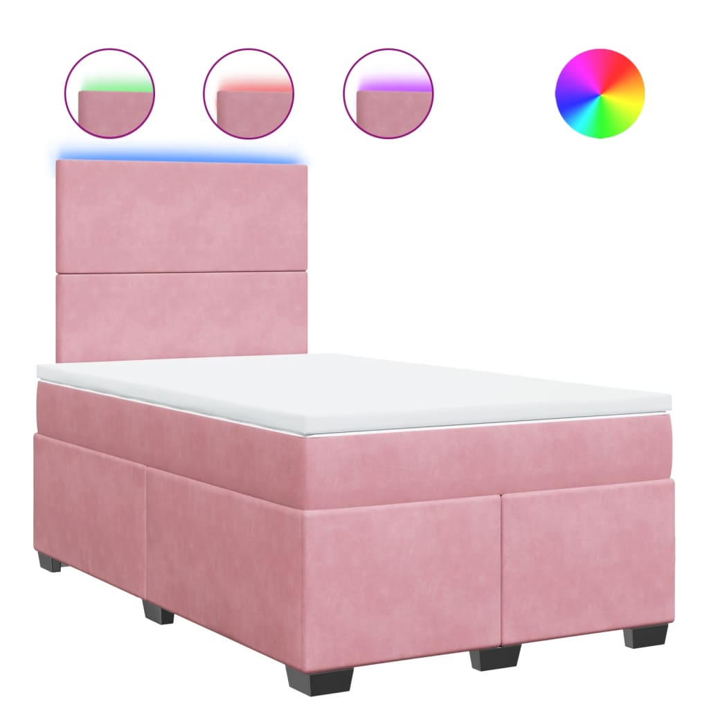 Thumbnail - vidaXL Boxspringbett mit Matratze Rosa 120x200 cm Samt