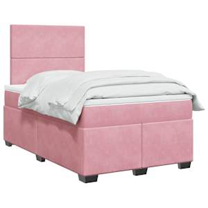 Box spring postel s matrací růžová 120 x 200 cm samet - obrázek 1