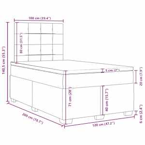 Box spring postel s matrací tmavě zelená 120 x 200 cm samet - obrázek 18
