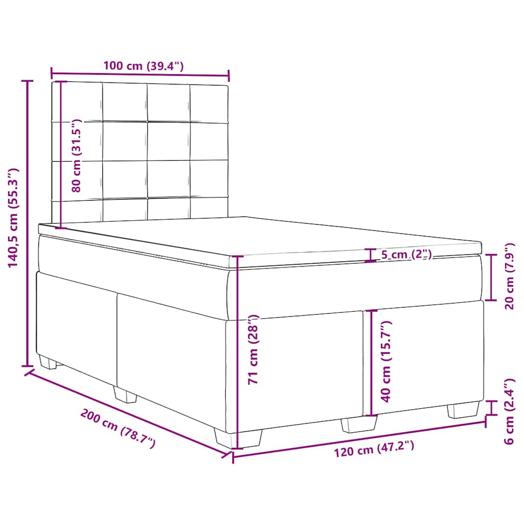 Box spring postel s matrací modrá 120 x 200 cm samet - obrázek 18