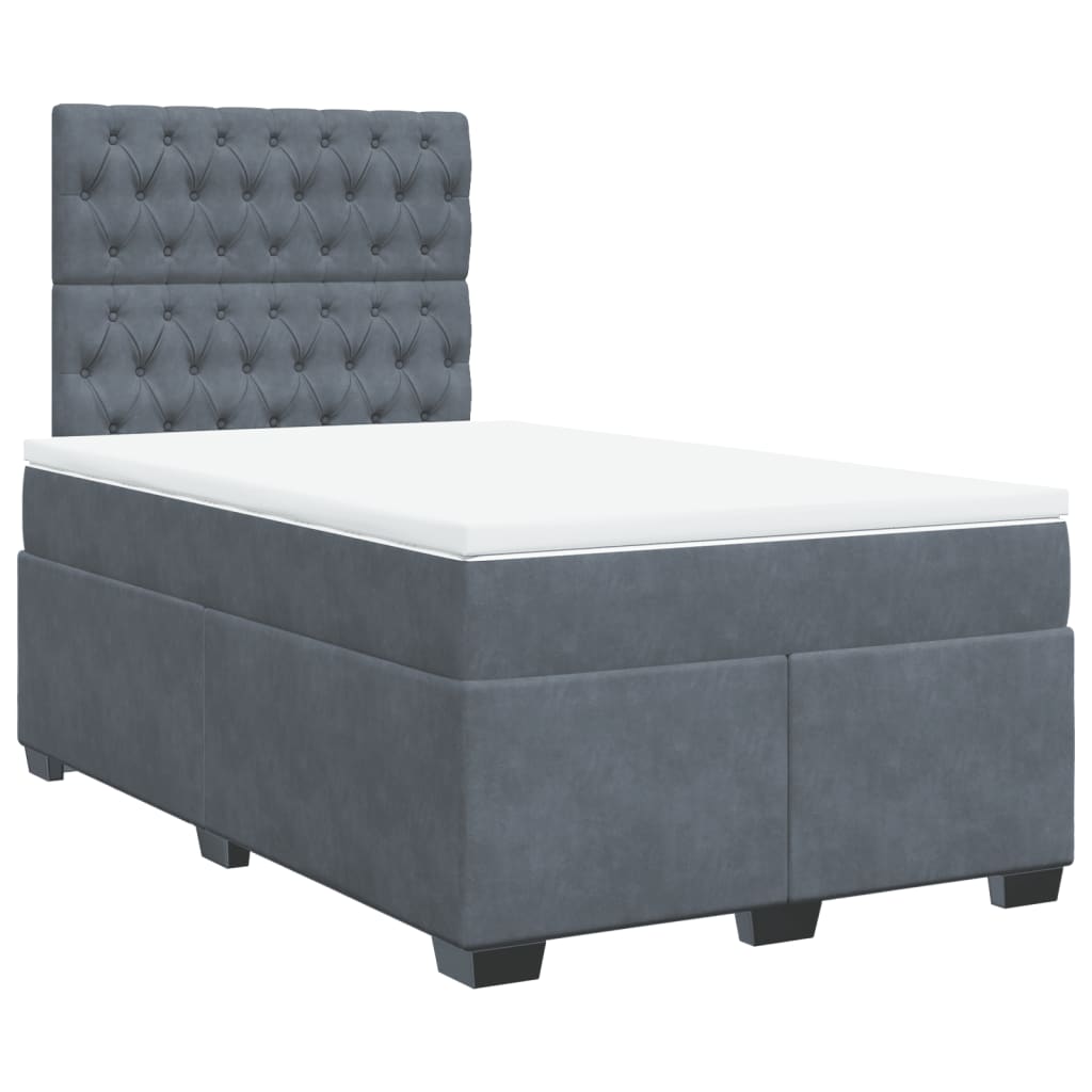 vidaXL Boxspring met matras fluweel donkergrijs 120x200 cm afbeelding